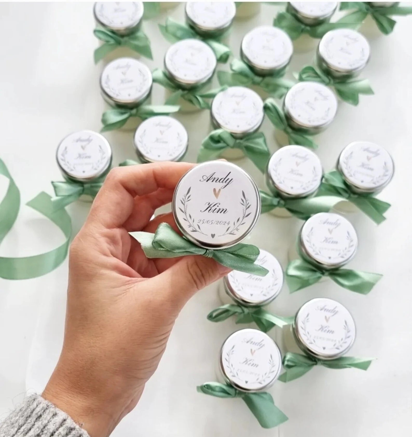 Hand-poured candles for wedding guest