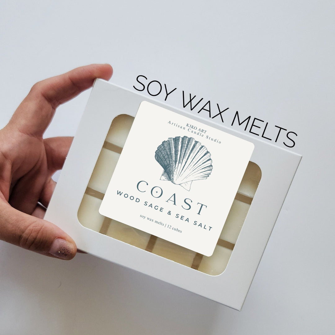 Wood Sage & Sea Salt Wax Melts (12 Cubes) – Fresh Coastal Scent | Woody Marine Soy Wax Melts