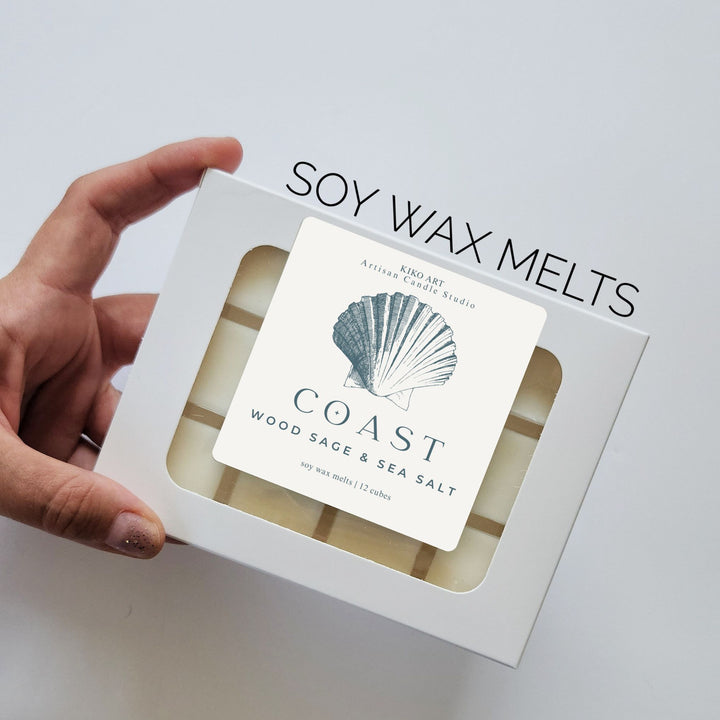 Wood Sage & Sea Salt Wax Melts (12 Cubes) – Fresh Coastal Scent | Woody Marine Soy Wax Melts