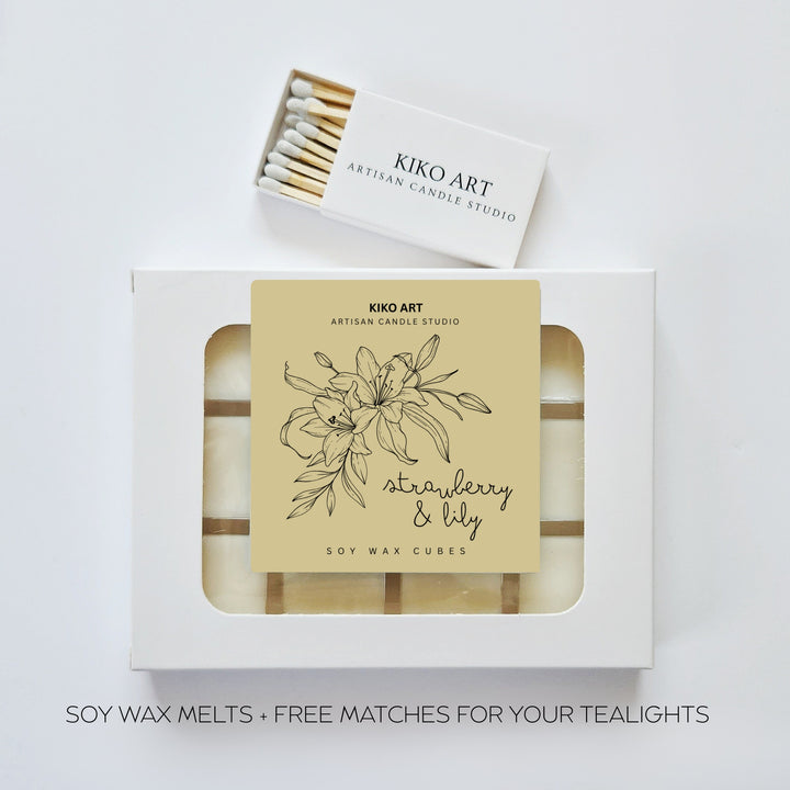 Strawberry Lily Wax Melts 12 Cubes | Fruity Floral Wax Melts | Fresh Clean Scent Soy Wax