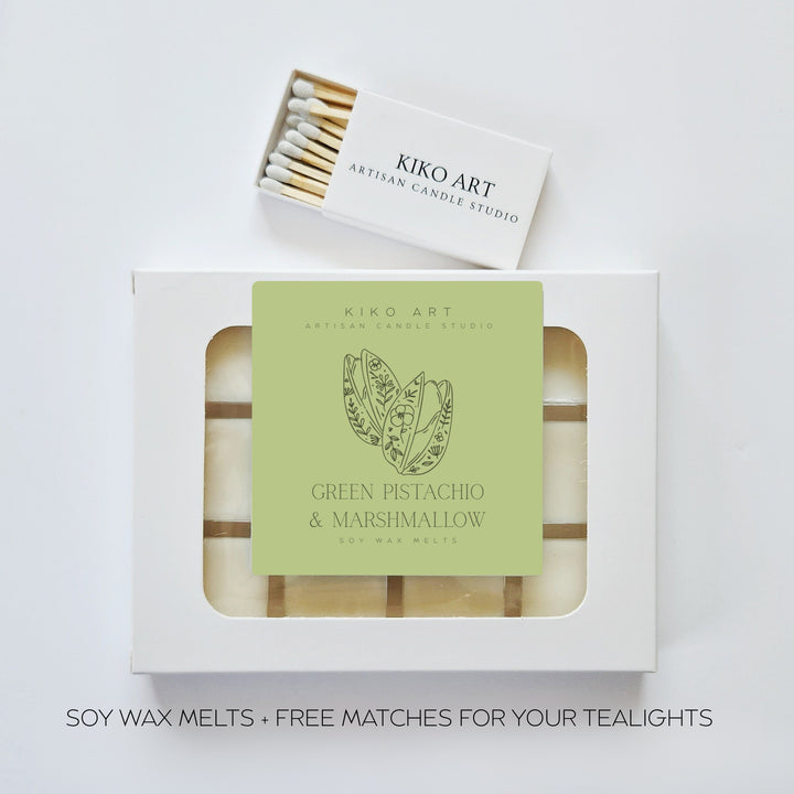 Pistachio Marshmallow Wax Melts 12 Cubes | Sweet Gourmand Scent | Nutty Dessert Soy Wax Melts