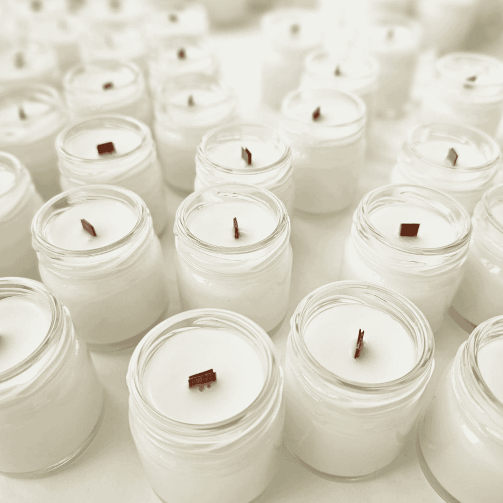 Multiple small candles 40 ml glass jars 