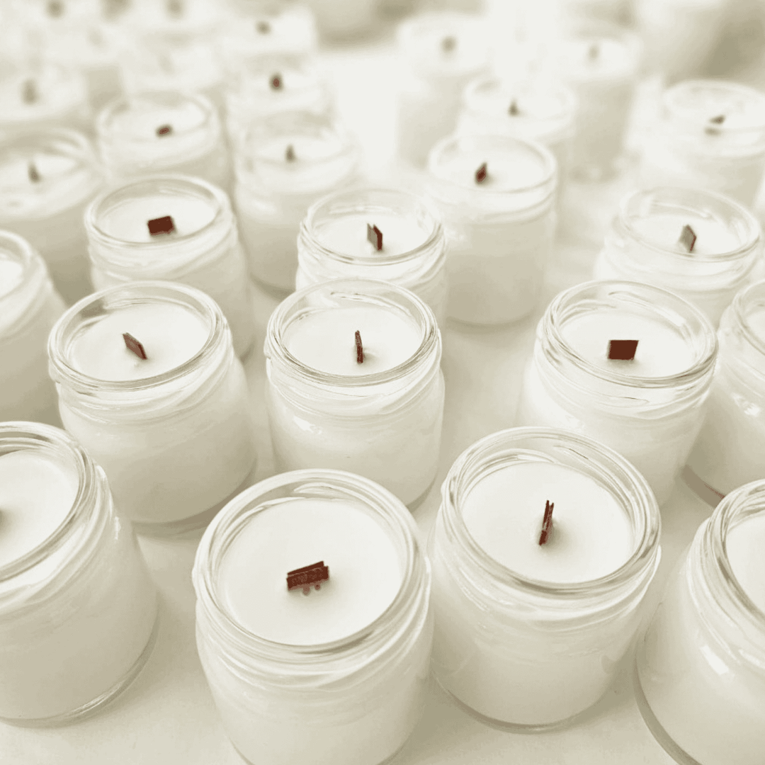 Multiple small candles 40 ml glass jars 