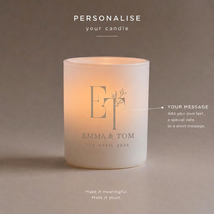 Personalised message on the back of the candle