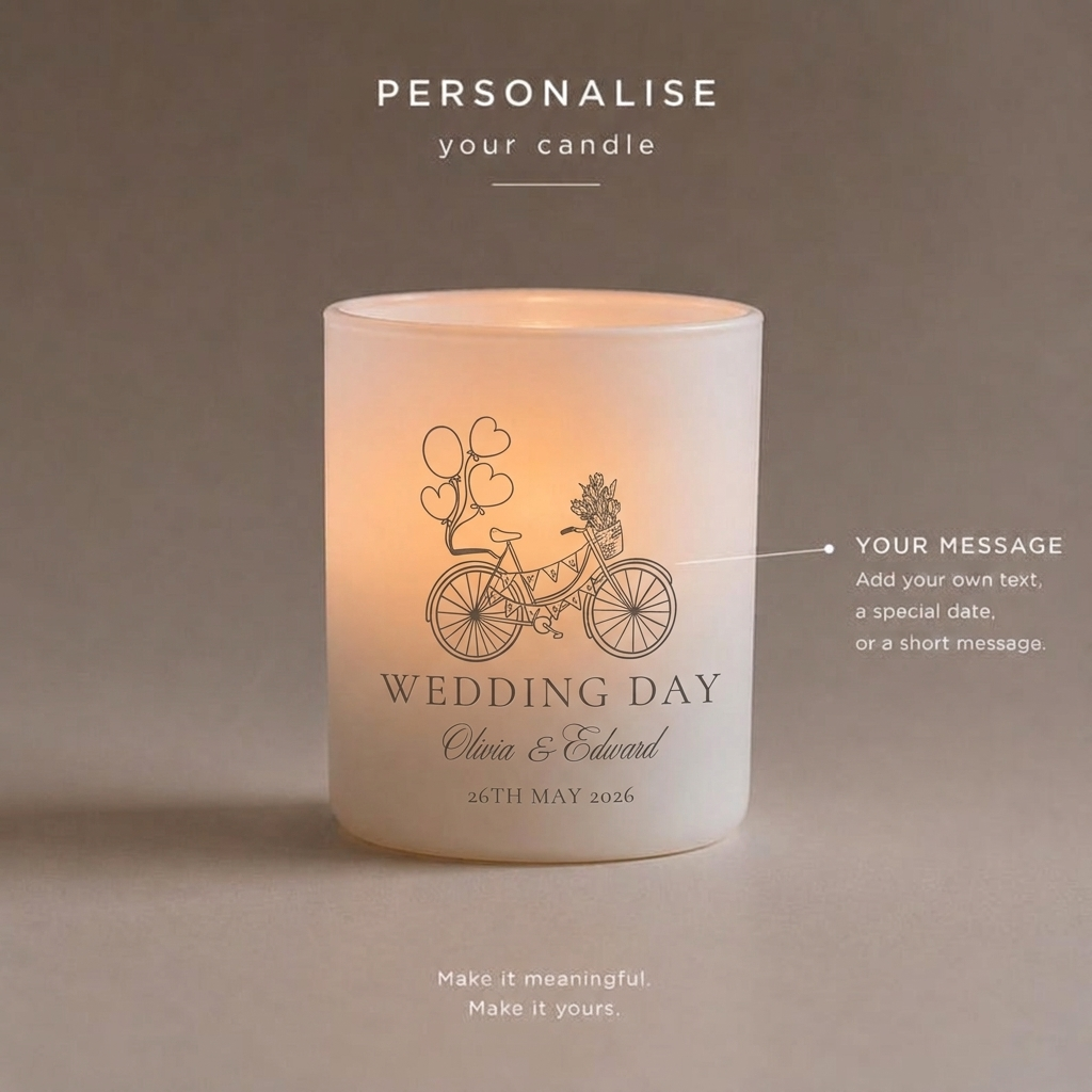 Personalised message on the back of the candle