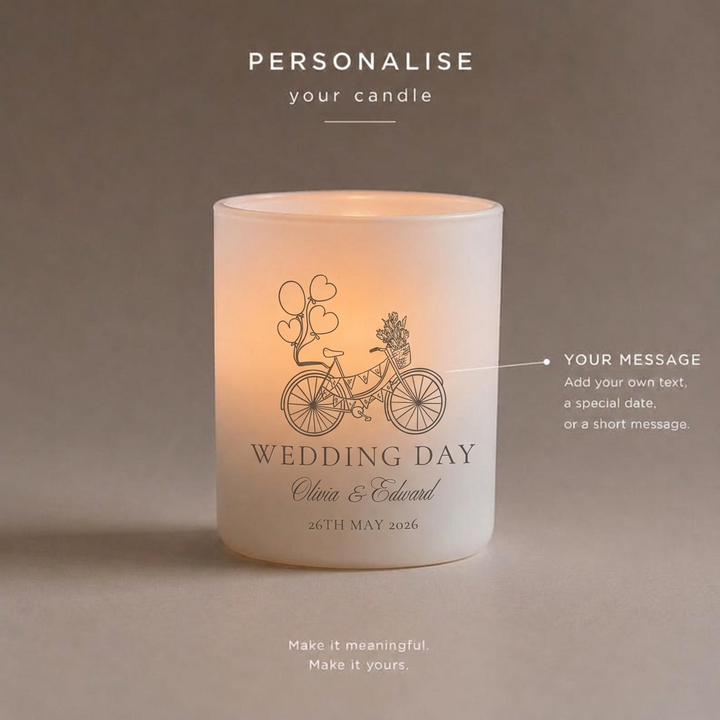 Personalised message on the back of the candle