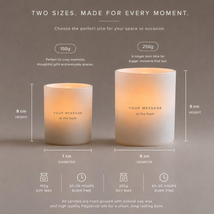 Two sizes - 150g and 250g wedding calendar candle