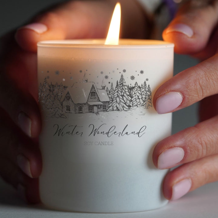 Refillable soy wax Winter Wonderland candle UK