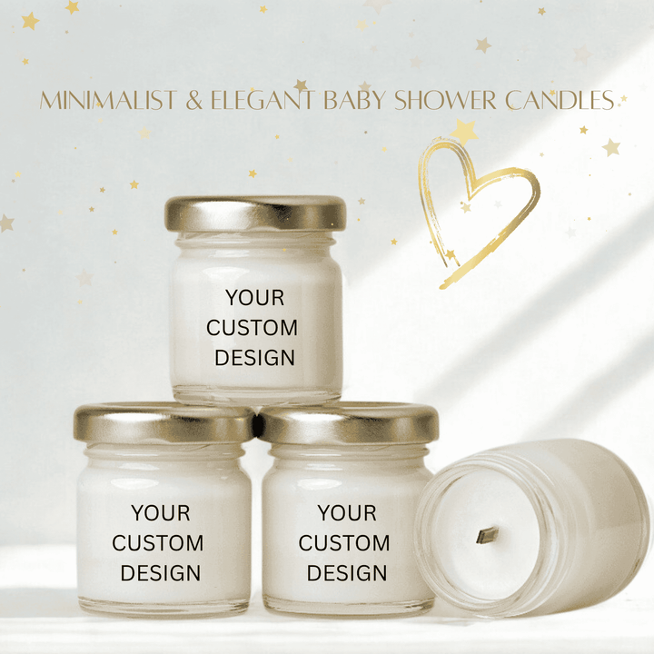 Personalised Baby Shower Candle Favour – 40ml Scented Candle with Your Custom Design