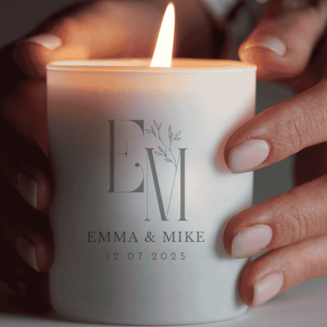 couple gift candle with initials